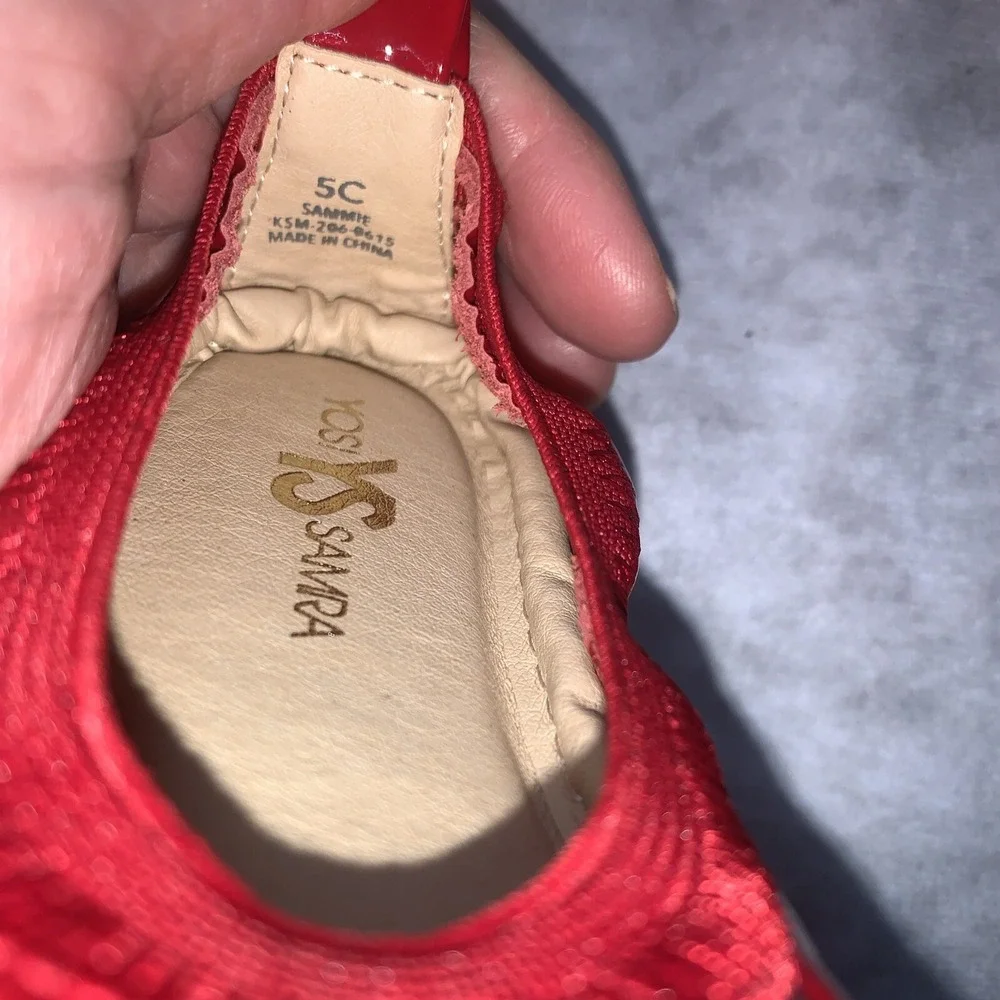 Yosi Samra Little Girl Shoes Size 5C Red Ballet Flats  Sammie‎ Run Small